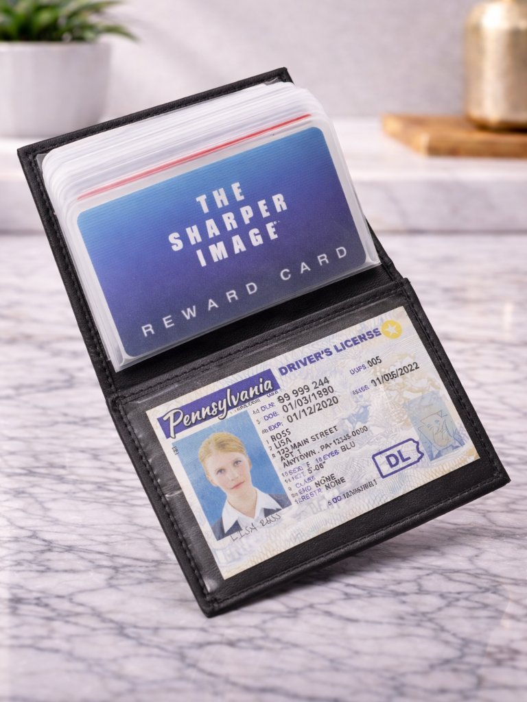 Genuine Leather Men Credit Card Holder Black